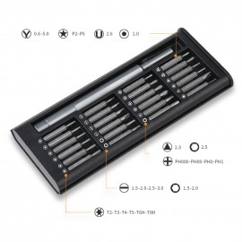 Multi-Purpose 24pcs Magnetic Screwdriver Kit with Detachable Handle Tools for 3D Printer Mobile Phone Smartphone Game Console Tablet PC Furniture Bicycle Outdoor Repair
