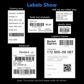 Desktop Shipping Label Printer High Speed USB Direct Thermal Printer Label Maker Sticker 40-80mm Paper Width for Shipping Postage Barcodes Labels Printing Compatible with Amazon Ebay Shopify FedEx USPS Etsy