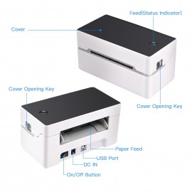 Desktop Shipping Label Printer High Speed USB Direct Thermal Printer Label Maker Sticker 40-80mm Paper Width for Shipping Postage Barcodes Labels Printing Compatible with Amazon Ebay Shopify FedEx USPS Etsy