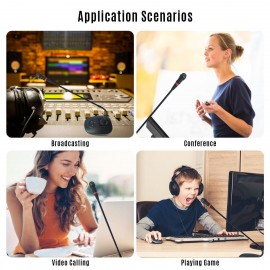 USB Computer Microphone Desktop Wired Microphone Cardioid Condenser Mic Adjustable Neck Plug & Play for PC Laptop Office Meeting Conference Recording Chatting Live Streaming Gaming