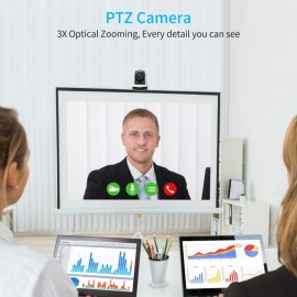 Conference PTZ Camera Wall Mount Cam 3X Optical Zoom USB Conection with Remote Controller Plug & Play Compatible with Windows Mac for Zoom Skype Video Meeting Online Teaching Training Live Webcasting Conference PTZ Camera Wall Mount Cam 3X Optical Zoom USB Conection with Remote Controller Plug & Play Compatible with Windows Mac for Zoom Skype Video Meeting Online Teaching Training Live Webcasting