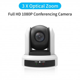 Conference PTZ Camera Wall Mount Cam 3X Optical Zoom USB Conection with Remote Controller Plug & Play Compatible with Windows Mac for Zoom Skype Video Meeting Online Teaching Training Live Webcasting Conference PTZ Camera Wall Mount Cam 3X Optical Zoom USB Conection with Remote Controller Plug & Play Compatible with Windows Mac for Zoom Skype Video Meeting Online Teaching Training Live Webcasting