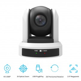 Conference PTZ Camera Wall Mount Cam 3X Optical Zoom USB Conection with Remote Controller Plug & Play Compatible with Windows Mac for Zoom Skype Video Meeting Online Teaching Training Live Webcasting Conference PTZ Camera Wall Mount Cam 3X Optical Zoom USB Conection with Remote Controller Plug & Play Compatible with Windows Mac for Zoom Skype Video Meeting Online Teaching Training Live Webcasting