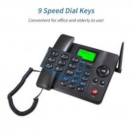 Fixed Wireless Phone Desktop Telephone Support GSM 850/900/1800/1900MHZ Dual SIM Card 2G Cordless Phone with Antenna Radio Alarm Clock SMS Recording Funtion for House Home Call Center Office Company Hotel