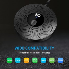 Desktop USB Microphone Computer PC Mic 360°Omnidirectional Condenser Conferencer 10m Pick-up Distance Plug and Play Compatible with Windows MacOS for Laptop Video Conference Recording Chatting Gaming Online Class Skype