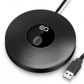 Desktop USB Microphone Computer PC Mic 360°Omnidirectional Condenser Conferencer 10m Pick-up Distance Plug and Play Compatible with Windows MacOS for Laptop Video Conference Recording Chatting Gaming Online Class Skype