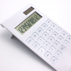 Desktop Calculator Ultra-thin 12 Digits Large Display Solar & Battery Dual Power Crystal Buttons Basic Counter for Home Office Business School Supplies