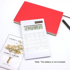 Desktop Calculator Ultra-thin 12 Digits Large Display Solar & Battery Dual Power Crystal Buttons Basic Counter for Home Office Business School Supplies
