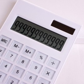 Desktop Calculator Ultra-thin 12 Digits Large Display Solar & Battery Dual Power Crystal Buttons Basic Counter for Home Office Business School Supplies