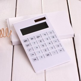 Desktop Calculator Ultra-thin 12 Digits Large Display Solar & Battery Dual Power Crystal Buttons Basic Counter for Home Office Business School Supplies