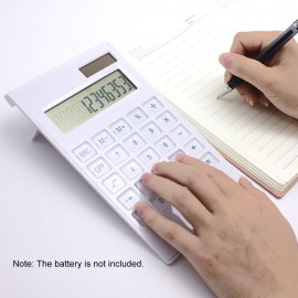 Desktop Calculator Ultra-thin 12 Digits Large Display Solar & Battery Dual Power Crystal Buttons Basic Counter for Home Office Business School Supplies