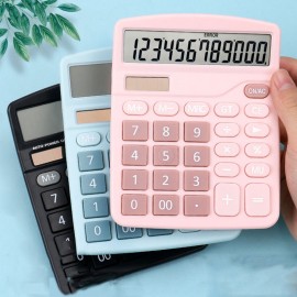 Desktop Calculator Standard Function Calculator with 12-Digit Large LCD Display Solar & Battery Dual Power for Home Basic Office Business