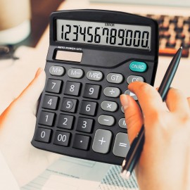 Desktop Calculator Standard Function Calculator with 12-Digit Large LCD Display Solar & Battery Dual Power for Home Basic Office Business