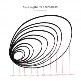 GT2 Closed-Loop Timing Belt Rubber Synchronous Belts W=6mm L=110/112/158/200/280/400/610/852/1220mm 3D Printer Parts Kits Pack of 2pcs GT2 Closed-Loop Timing Belt Rubber Synchronous Belts W=6mm L=110/112/158/200/280/400/610/852/1220mm 3D Printer Parts Kits Pack of 2pcs