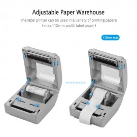 9210L Multifunction Desktop 110mm Thermal Paper Printer Barcode Label Printer USB BT   Communication Interface Label Maker for Warehousing Manufacturing Industry Specimen Marking Price Tag Printing EU Plug