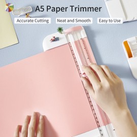 JIELISI Mini A5 Paper Trimmer Cutter Desktop Paper Cutting Machine with Security Cutter Head Auxiliary Side Ruler for Craft Paper Photos Cards Scrapbooking Office Home Supplies