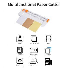 JIELISI Mini A5 Paper Trimmer Cutter Desktop Paper Cutting Machine with Security Cutter Head Auxiliary Side Ruler for Craft Paper Photos Cards Scrapbooking Office Home Supplies